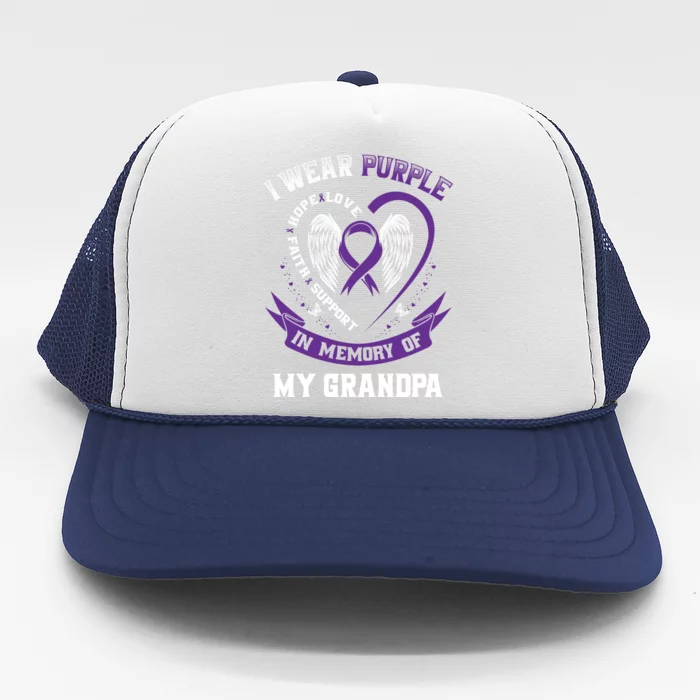 Purple In Memory Of My Grandpa Alzheimers Detia Graphic Gift Trucker Hat