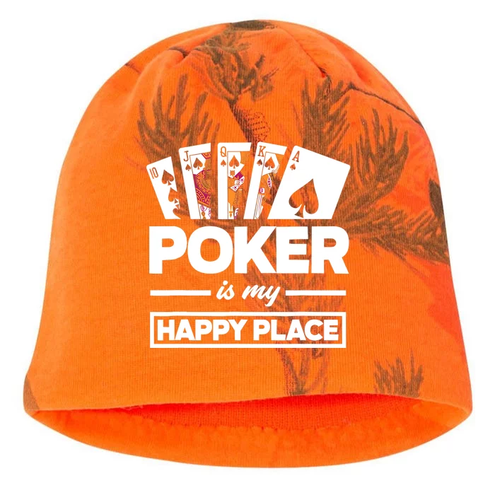 Poker Is My Happy Place Funny Poker Player Poker Kati - Camo Knit Beanie