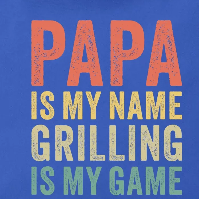 Papa Is My Name Grilling Is My Game Bbq Dad Father's Day Gift Zip Tote Bag