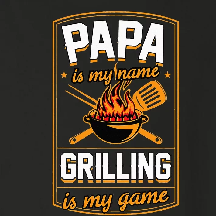 Papa Is My Name Grilling Is My Game Funny Grill Dad Toddler Long Sleeve Shirt