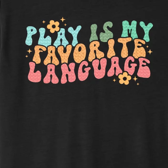 Play Is My Favorite Language Slp Medical Flowers Retro Wavy ChromaSoft Performance T-Shirt