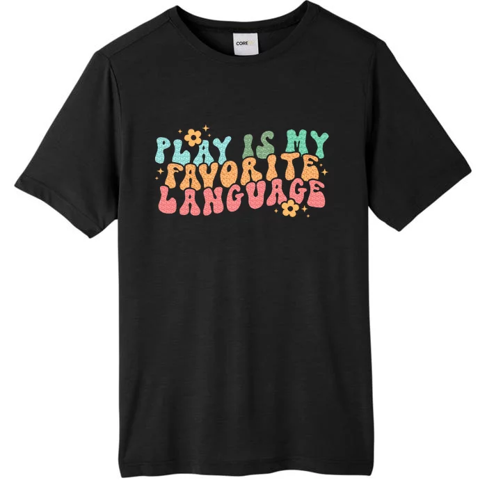 Play Is My Favorite Language Slp Medical Flowers Retro Wavy ChromaSoft Performance T-Shirt