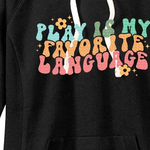 Play Is My Favorite Language Slp Medical Flowers Retro Wavy Women's Fleece Hoodie