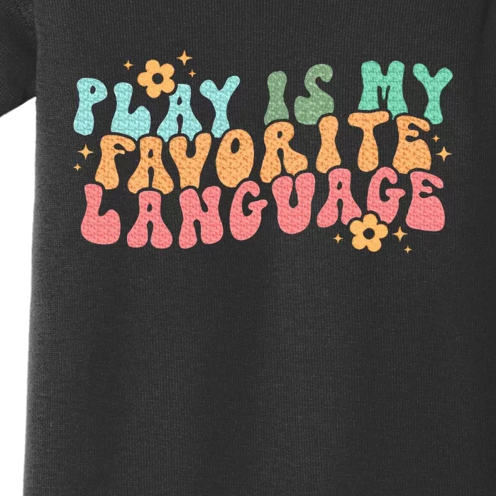 Play Is My Favorite Language Slp Medical Flowers Retro Wavy Baby Bodysuit