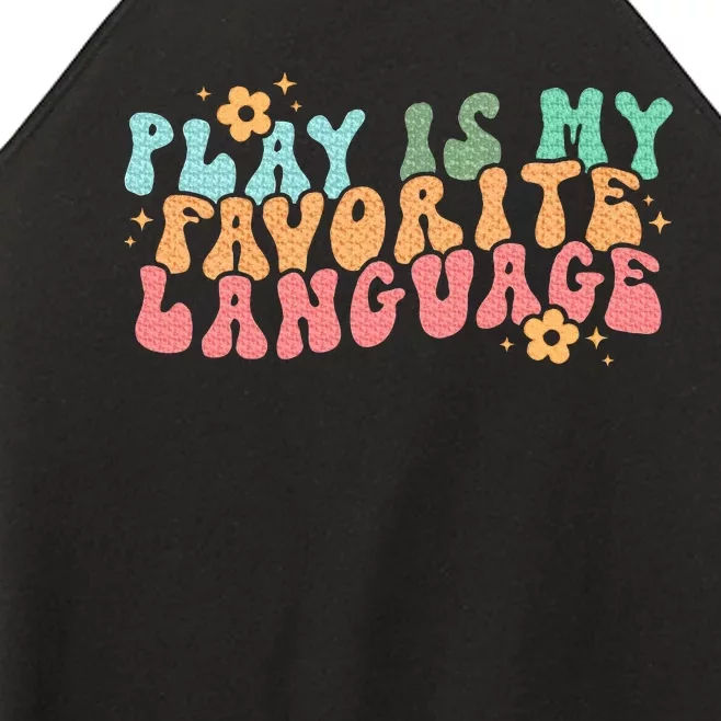 Play Is My Favorite Language Slp Medical Flowers Retro Wavy Women’s Perfect Tri Rocker Tank