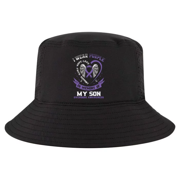 Purple In Memory Of My Son Drug Overdose Awareness Ribbon Cool Comfort Performance Bucket Hat