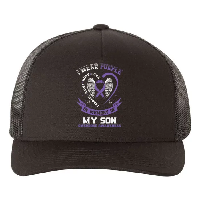 Purple In Memory Of My Son Drug Overdose Awareness Ribbon Yupoong Adult 5-Panel Trucker Hat