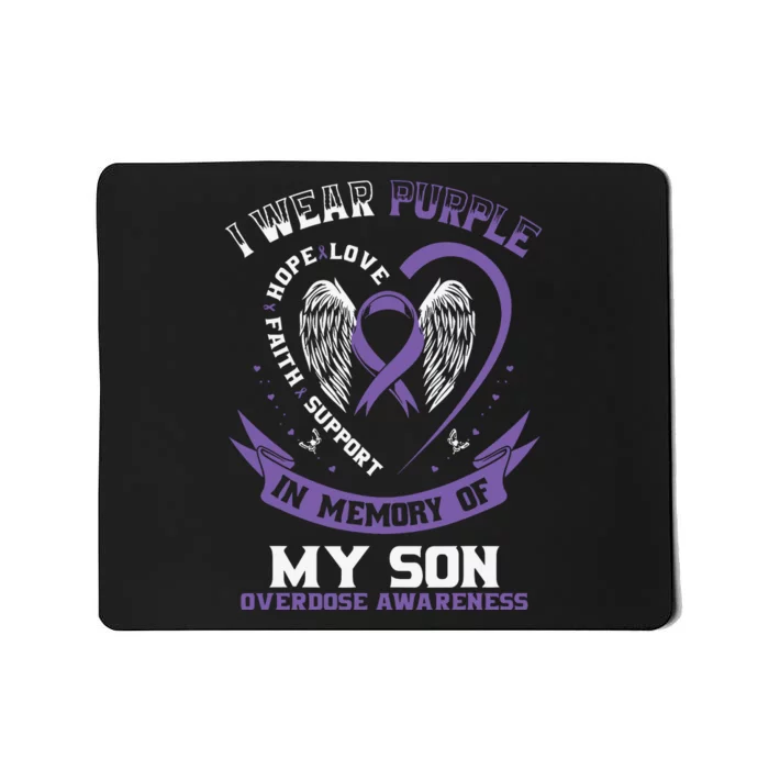 Purple In Memory Of My Son Drug Overdose Awareness Ribbon Mousepad