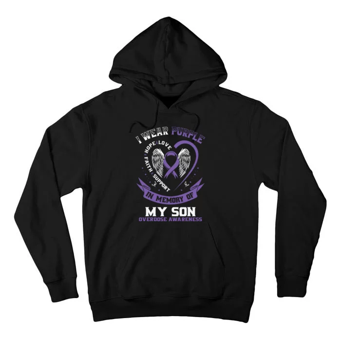 Purple In Memory Of My Son Drug Overdose Awareness Ribbon Tall Hoodie