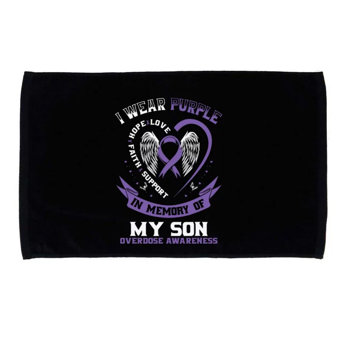 Purple In Memory Of My Son Drug Overdose Awareness Ribbon Microfiber Hand Towel