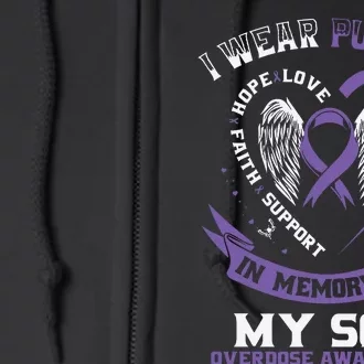 Purple In Memory Of My Son Drug Overdose Awareness Ribbon Full Zip Hoodie