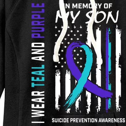 Parents In Memory Of Son Suicide Awareness Prevention Flag Women's Fleece Hoodie