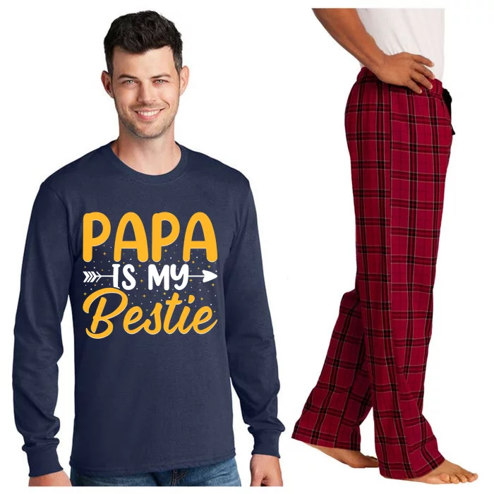 Papa is my bestie - Son and Daughter Funny Fathers Day Long Sleeve Pajama Set