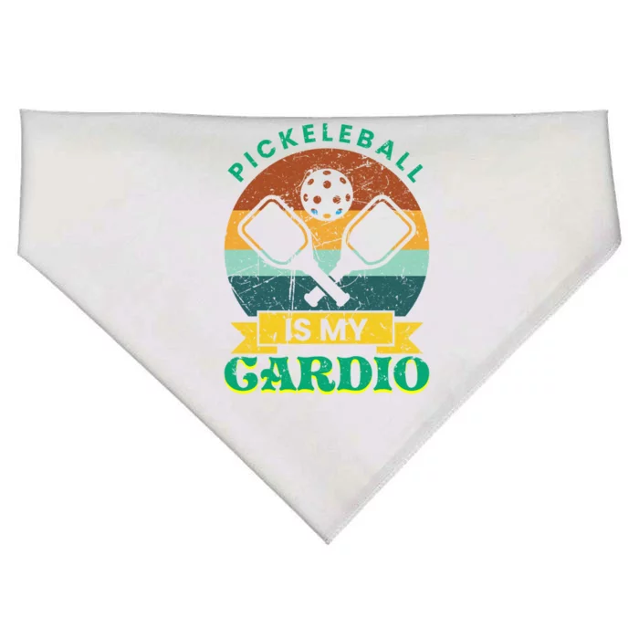 Pickleball Is My Cardio Cool Retro Vintage Pickleball Funny Gift USA-Made Doggie Bandana