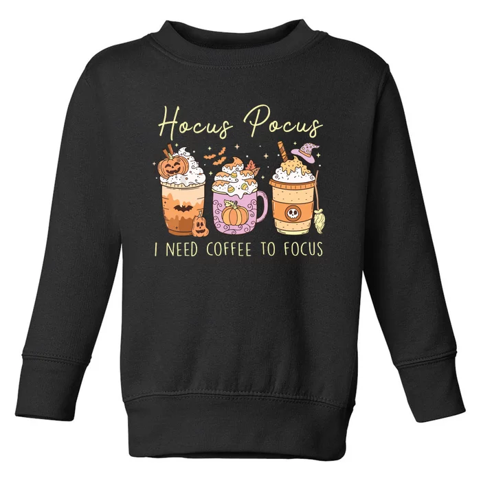 Pocus I Need Coffee To Focus Vintage Halloween Women Toddler Sweatshirt