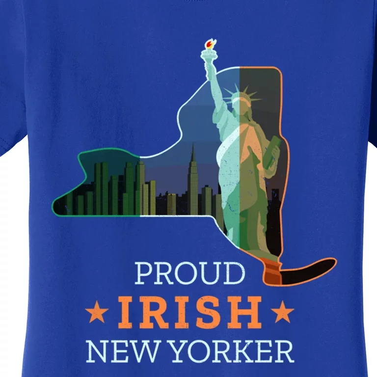 Proud Irish New Yorker Gift New York Map And Ireland Flag Gift Women's T-Shirt