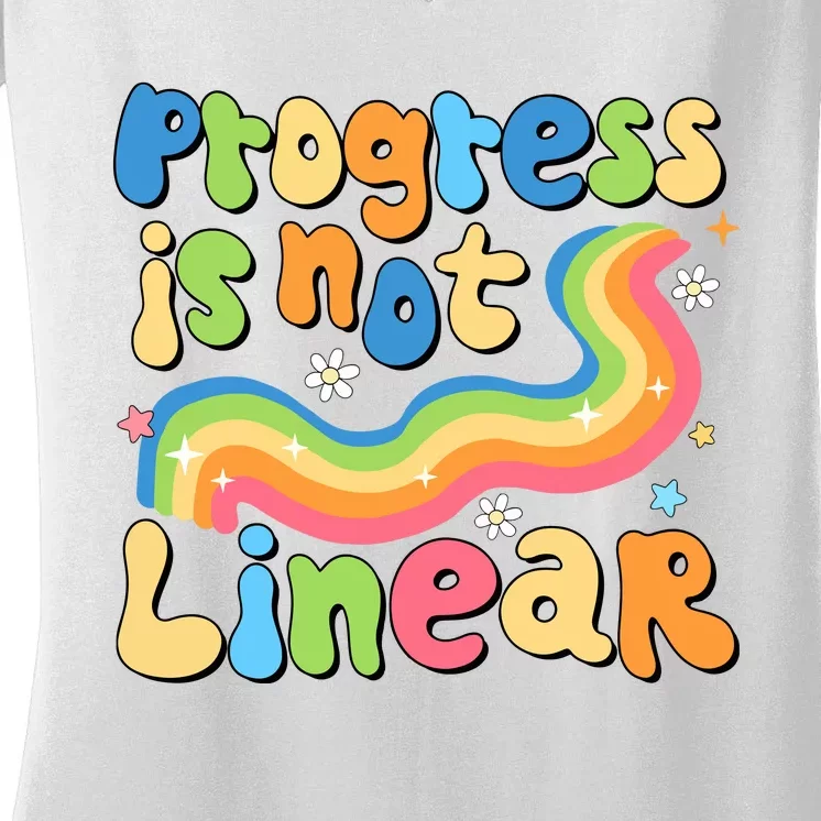 Progress Is Not Linear Sped Teacher Women's V-Neck T-Shirt