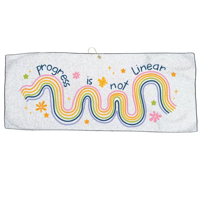 Progress Is Not Linear First Day Of School Teacher Large Microfiber Waffle Golf Towel