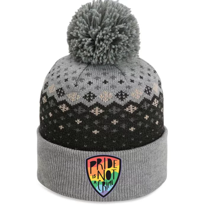 Pride Is Not A Crime LGBTQ Rainbow The Baniff Cuffed Pom Beanie