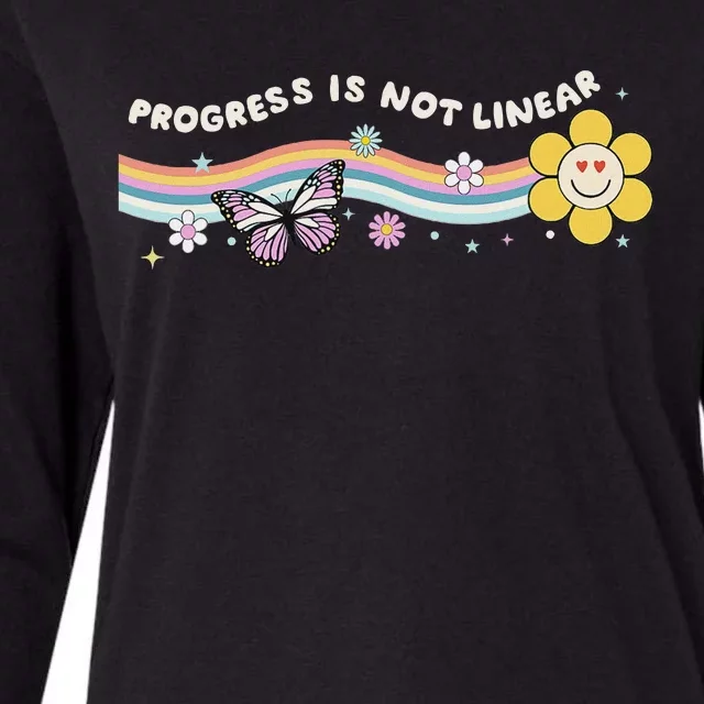 Progress Is Not Linear Retro Special Ed Teacher Womens Cotton Relaxed Long Sleeve T-Shirt