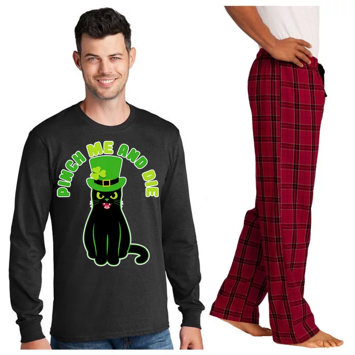 Pinch Me And Die St. Patrick's Day Cat Long Sleeve Pajama Set