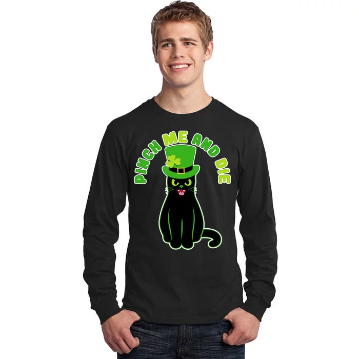 Pinch Me And Die St. Patrick's Day Cat Tall Long Sleeve T-Shirt