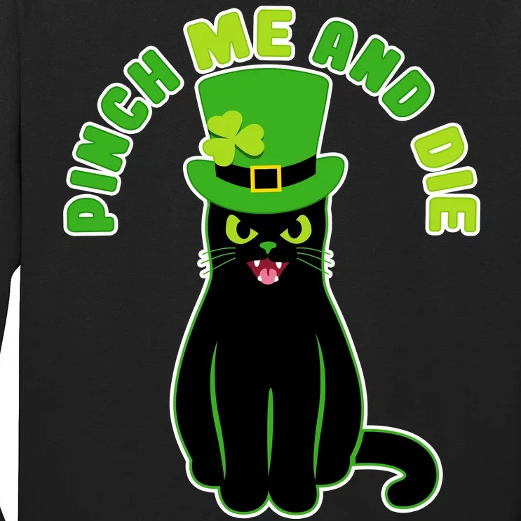 Pinch Me And Die St. Patrick's Day Cat Tall Long Sleeve T-Shirt