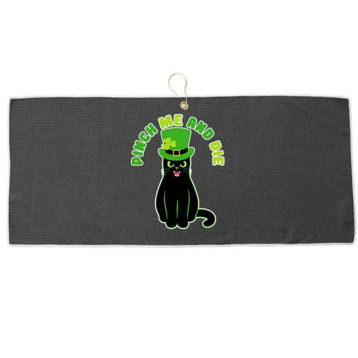 Pinch Me And Die St. Patrick's Day Cat Large Microfiber Waffle Golf Towel