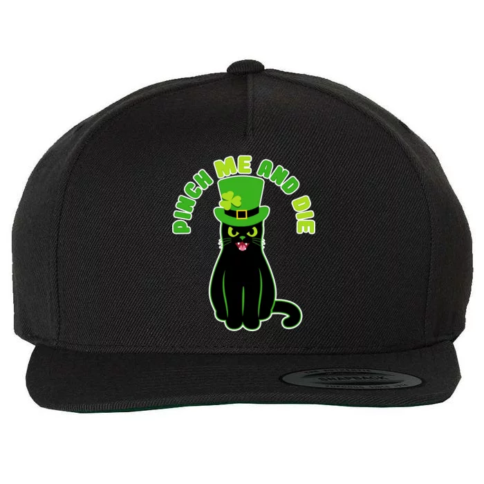 Pinch Me And Die St. Patrick's Day Cat Wool Snapback Cap