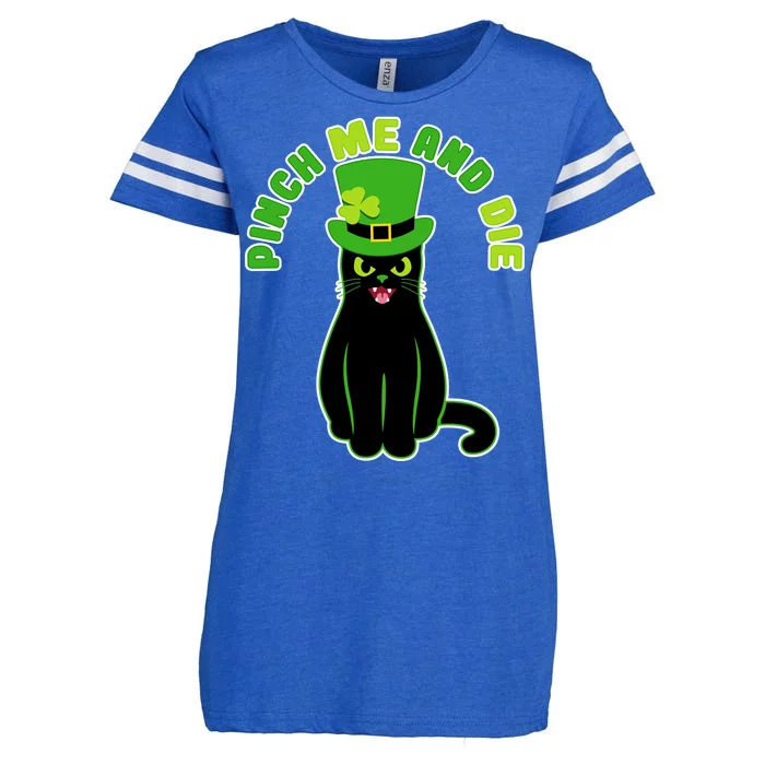 Pinch Me And Die St. Patrick's Day Cat Enza Ladies Jersey Football T-Shirt