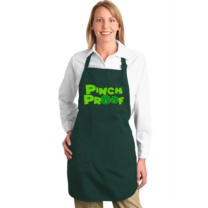 Pinch Proof Irish Shamrocks Full-Length Apron With Pocket