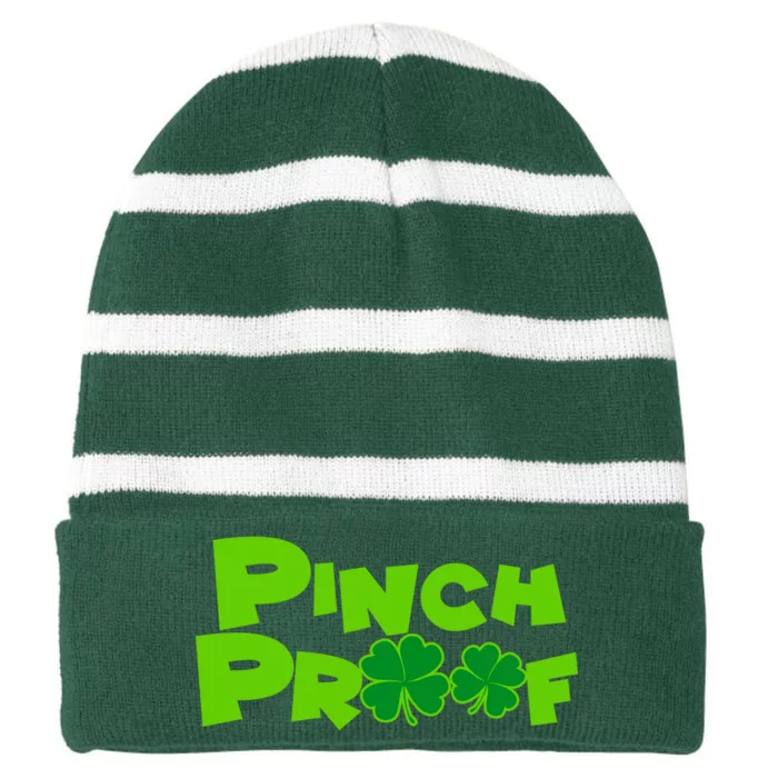 Pinch Proof Irish Shamrocks Striped Beanie with Solid Band