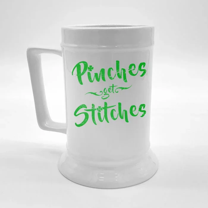 Pinches Get Stitches Funny St. Patrick's Day Front & Back Beer Stein