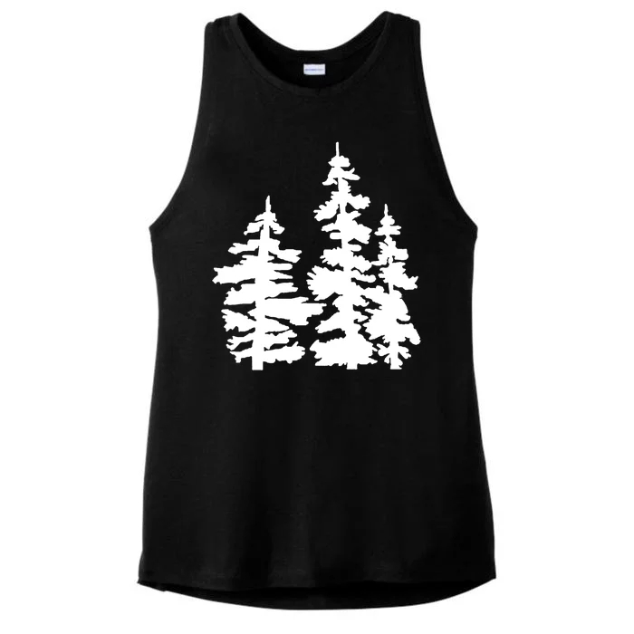 Pine Trees Illustration Ladies Tri-Blend Wicking Tank