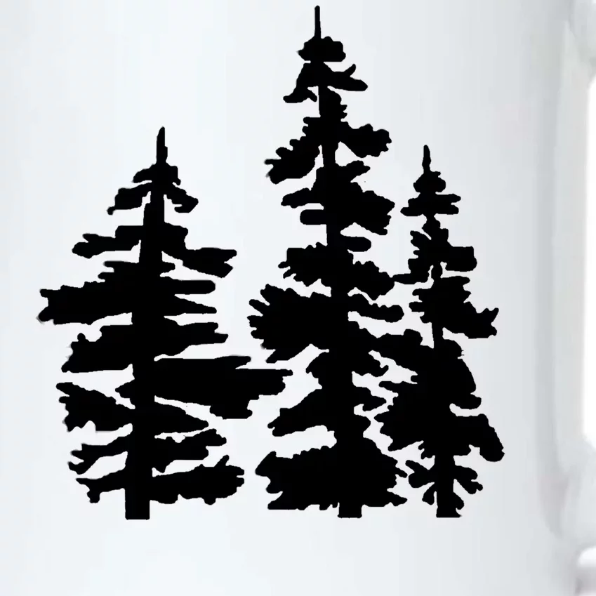 Pine Trees Illustration Black Color Changing Mug