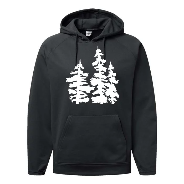 Pine Trees Illustration Performance Fleece Hoodie