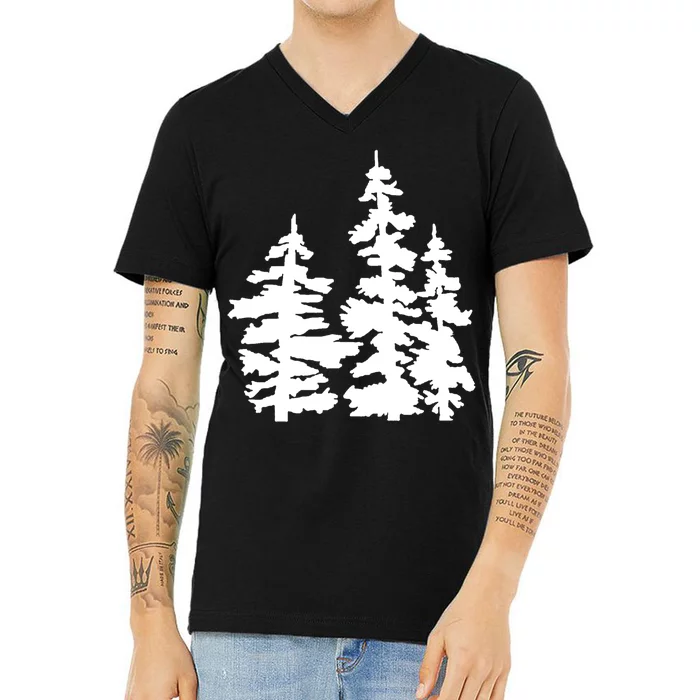 Pine Trees Illustration V-Neck T-Shirt