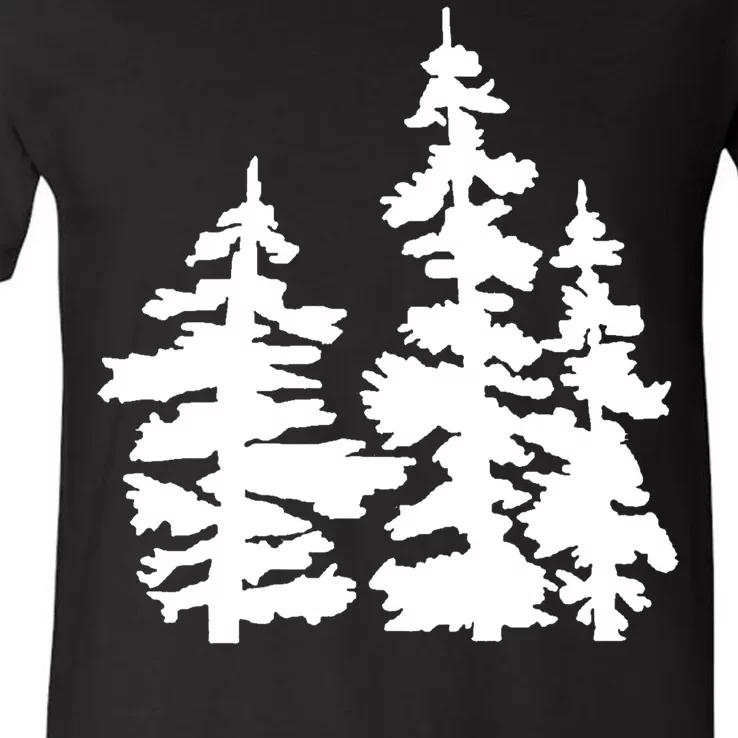 Pine Trees Illustration V-Neck T-Shirt