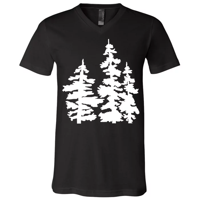 Pine Trees Illustration V-Neck T-Shirt