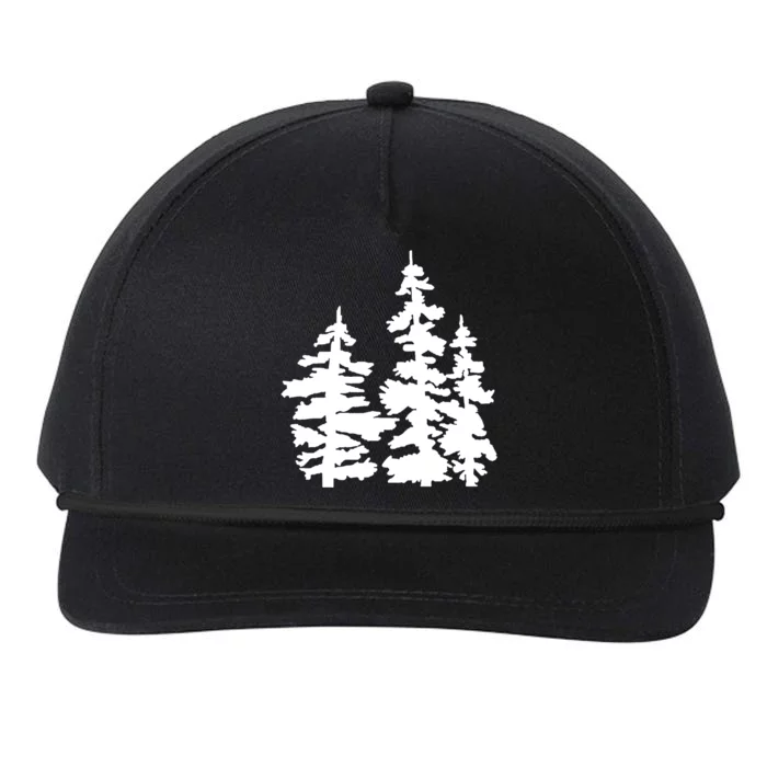 Pine Trees Illustration Snapback Five-Panel Rope Hat