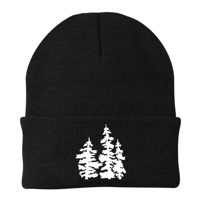 Pine Trees Illustration Knit Cap Winter Beanie