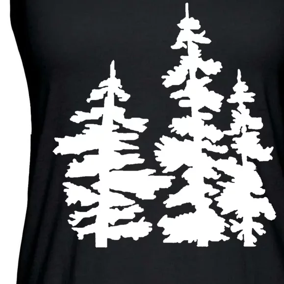 Pine Trees Illustration Ladies Essential Flowy Tank