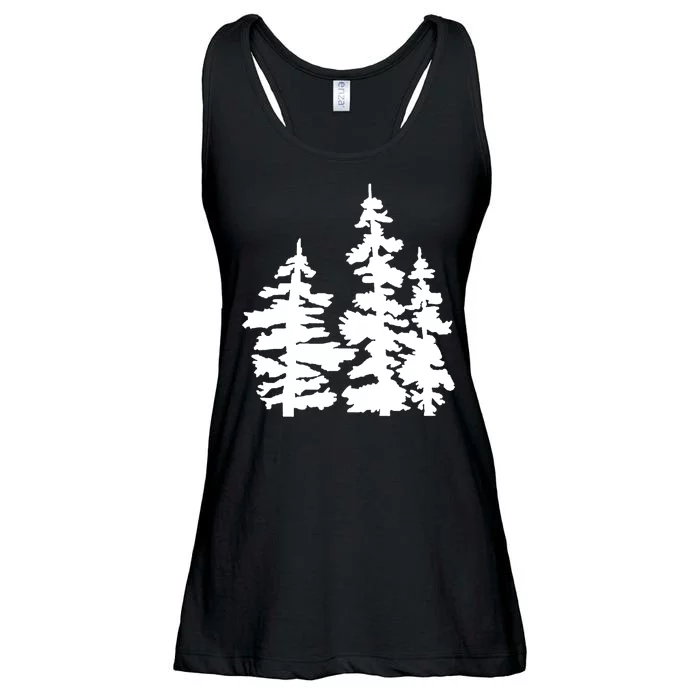 Pine Trees Illustration Ladies Essential Flowy Tank