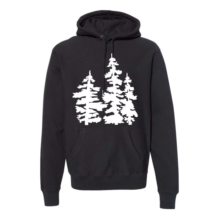 Pine Trees Illustration Premium Hoodie