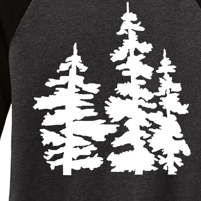 Pine Trees Illustration Women's Tri-Blend 3/4-Sleeve Raglan Shirt