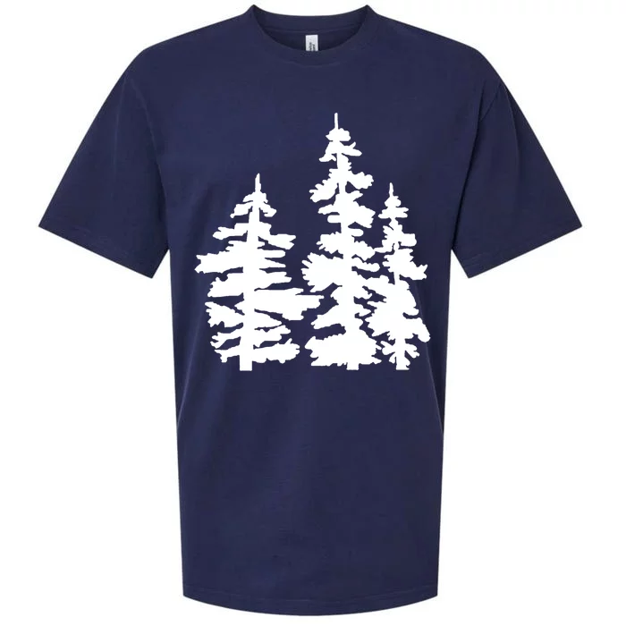 Pine Trees Illustration Sueded Cloud Jersey T-Shirt