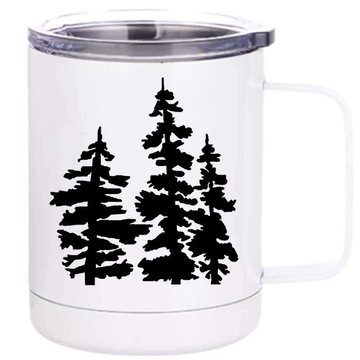 Pine Trees Illustration Front & Back 12oz Stainless Steel Tumbler Cup