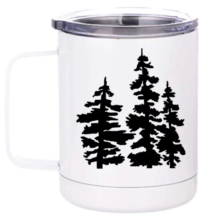 Pine Trees Illustration Front & Back 12oz Stainless Steel Tumbler Cup