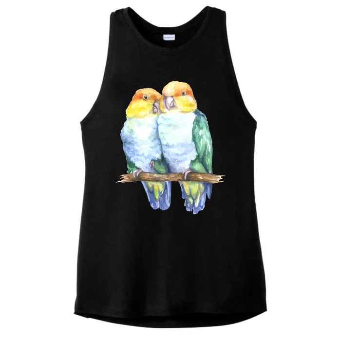 Pineapple Conure Watercolor Bird Ladies Tri-Blend Wicking Tank