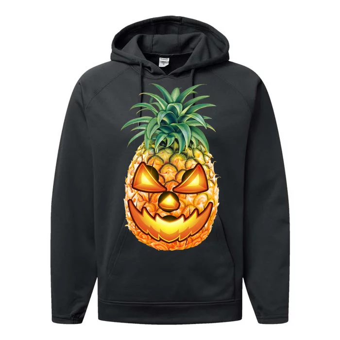 Pineapple Jack O Lantern Face Performance Fleece Hoodie